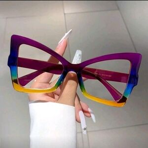 Rainbow Ombre Cat-Eye Sunglasses for Women - Purple Gradient Frame